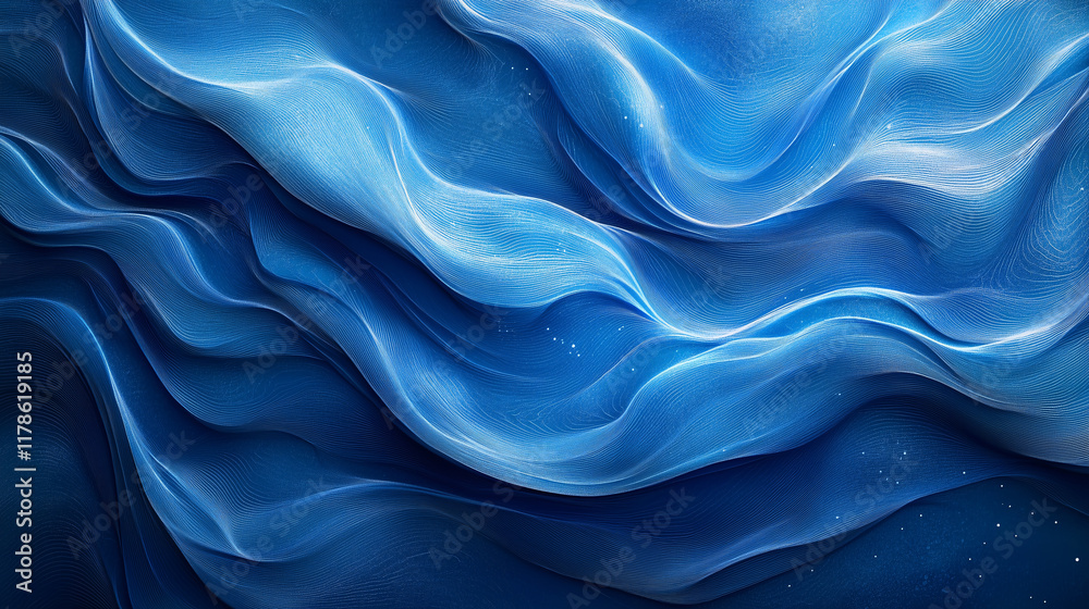 Obraz premium abstract blue background, wavy abstract blue lines in wave shape, data flow concept