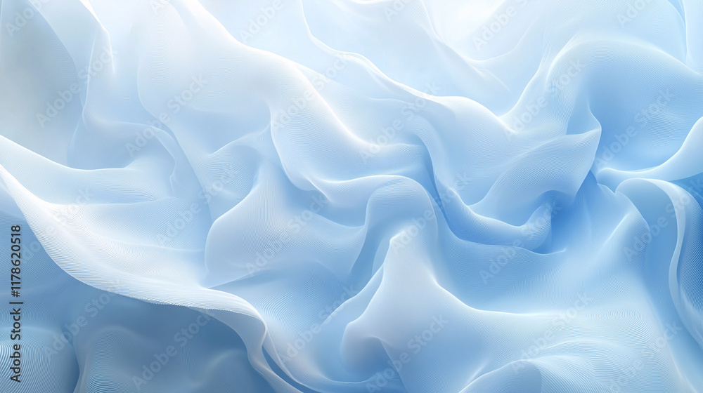 Obraz premium blue satin fabric background, wavy abstract blue lines in wave shape, data flow concept