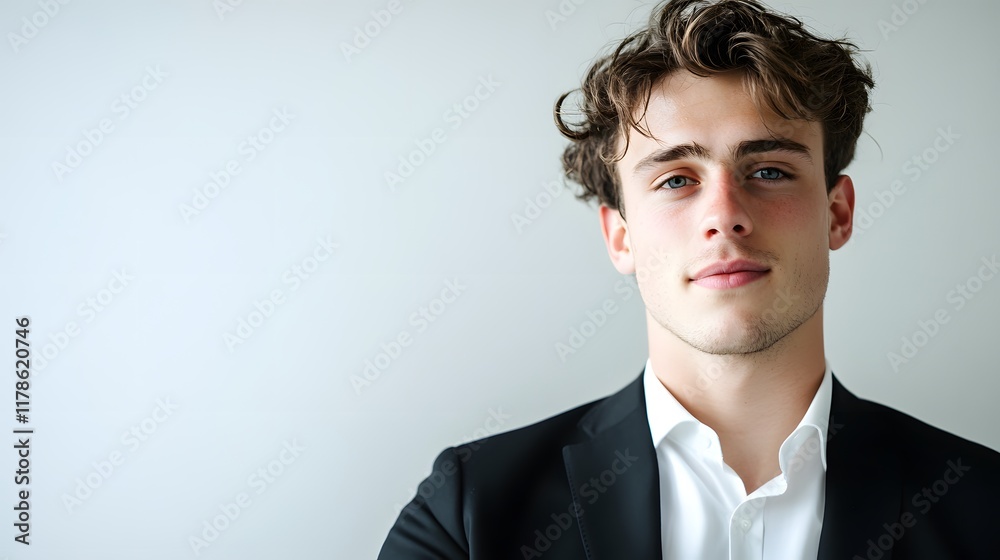Confident Young Businessman Wearing Formal Suit and Tie Standing in Office Environment,Portraying Authority,Leadership and Career Success Confident Young Businessman Wearing Formal Suit and Tie Standing in Office Environment,Portraying Authority,Leadership and Career Success