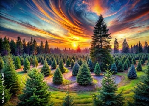 Wallpaper Mural Ethereal fir trees, dreamlike forest, surreal landscape photography. Torontodigital.ca