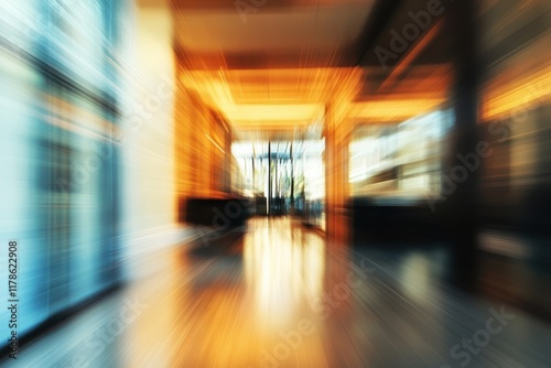 Wallpaper Mural Fast motion blur hallway, lobby exit, city building, background shops, website banner Torontodigital.ca