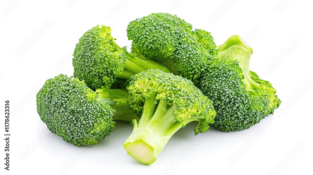Isolated Fresh Broccoli on Clean White Surface: Vibrant Green Vegetable Ready for Culinary Use Isolated Fresh Broccoli on Clean White Surface: Vibrant Green Vegetable Ready for Culinary Use