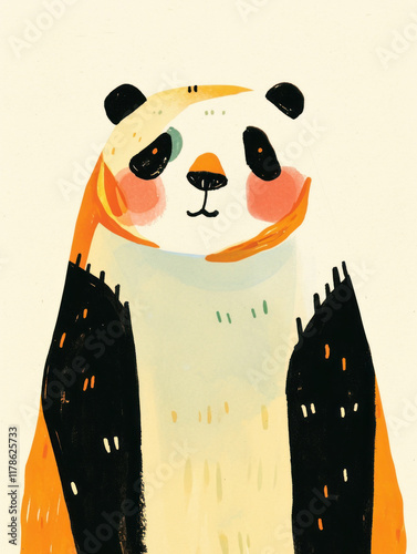 Cute panda illustration with vibrant colors and playful design photo