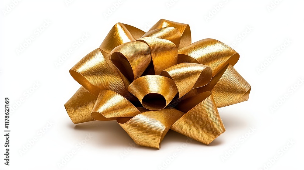 Elegant Gold Ribbon Bow Isolated on White Background Elegant Gold Ribbon Bow Isolated on White Background