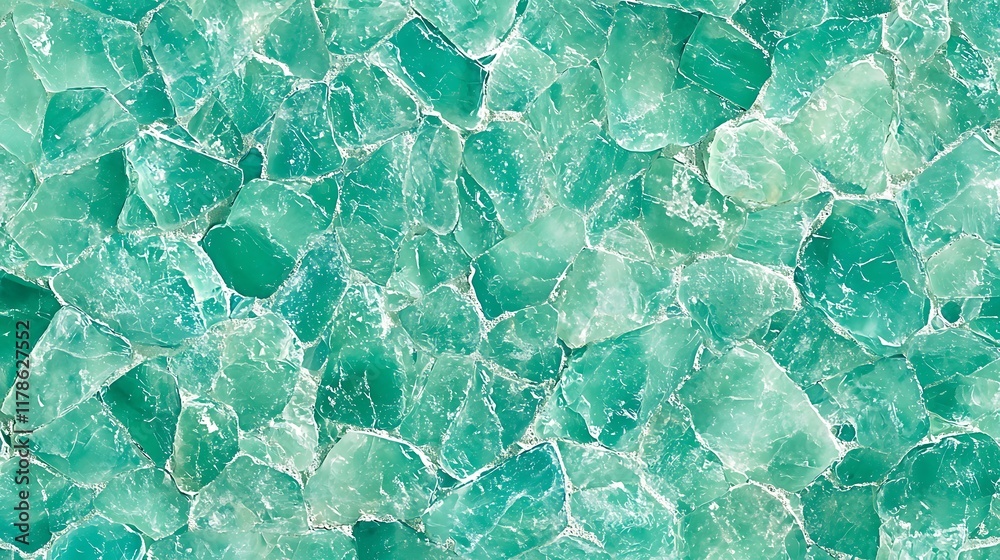 Fototapeta premium A close-up of crushed turquoise glass pieces, showcasing texture and color variations.