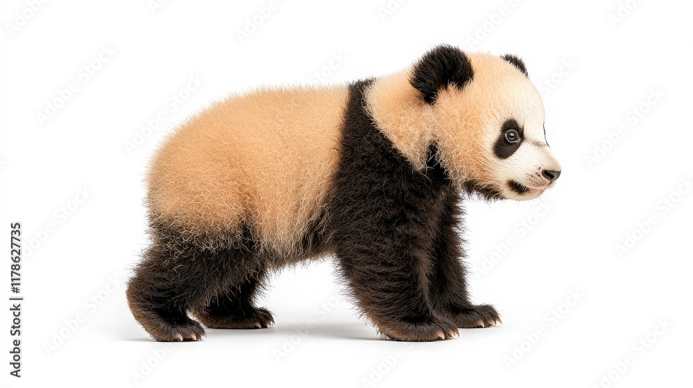 Fototapeta premium Cute Panda Cub Isolated on White Background