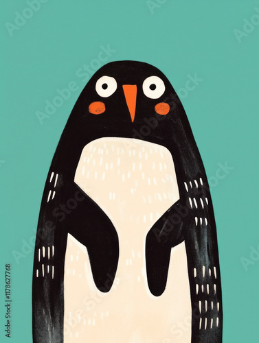 Cute cartoon penguin illustration with vibrant background