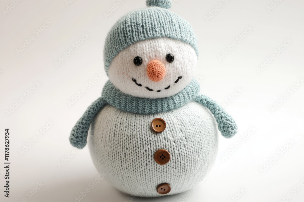 Adorable Sock Snowman. Handcrafted with Buttons, Perfect for Winter Portraits in a Snowy Scene Adorable Sock Snowman. Handcrafted with Buttons, Perfect for Winter Portraits in a Snowy Scene