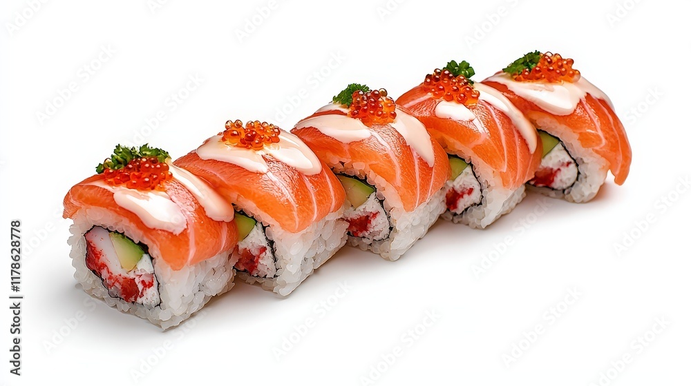 Fresh Sushi Roll on White Background Fresh Sushi Roll on White Background