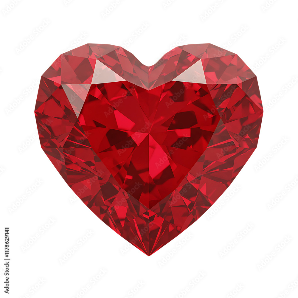 Heart-Shaped Ruby Gemstone with Brilliant Cut and Sparkling Reflections On Transparent Background
Heart-Shaped Ruby Gemstone with Brilliant Cut and Sparkling Reflections On Transparent Background
