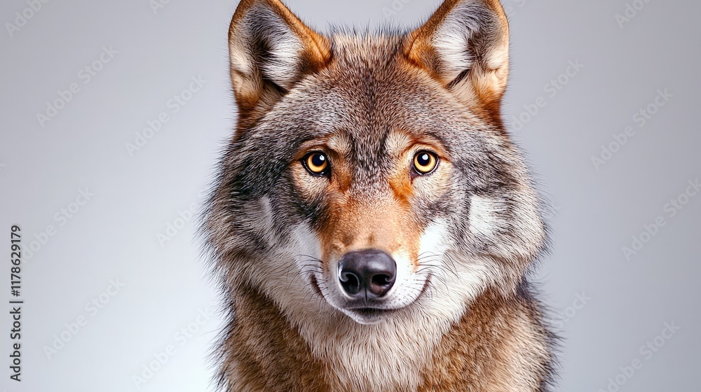 Fototapeta premium Isolated Wolf Portrait on White Background