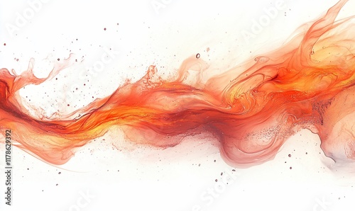 Wallpaper Mural Orange liquid flowing, abstract art, white background, design element Torontodigital.ca