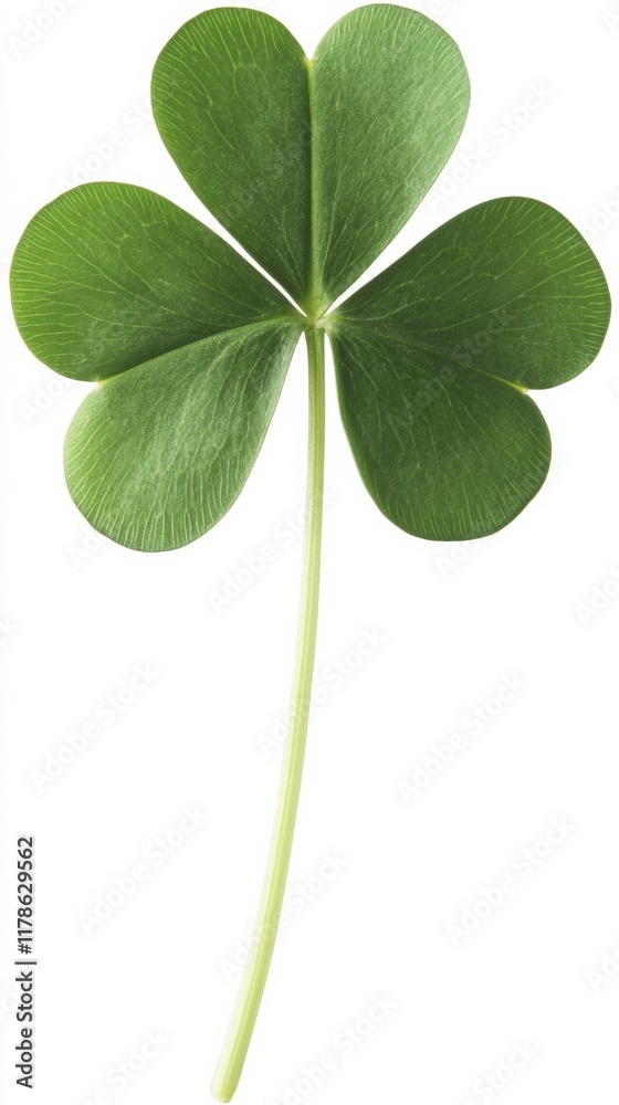 Vibrant Green Shamrock on White Background Celebrating Saint Patricks Day, Easter, and Spring Festivities Vibrant Green Shamrock on White Background Celebrating Saint Patricks Day, Easter, and Spring Festivities