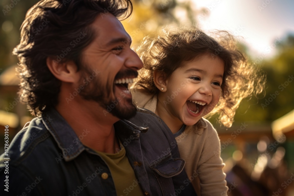 Obraz premium Mexican father and daugther laughing adult men.