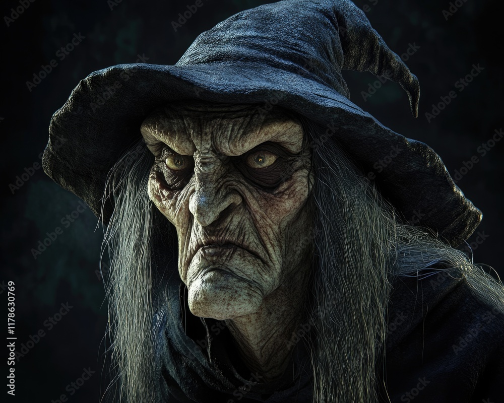 Eerie Hag: A Three-Dimensional Illustration of an Undead Sorceress for Halloween Horror Eerie Hag: A Three-Dimensional Illustration of an Undead Sorceress for Halloween Horror