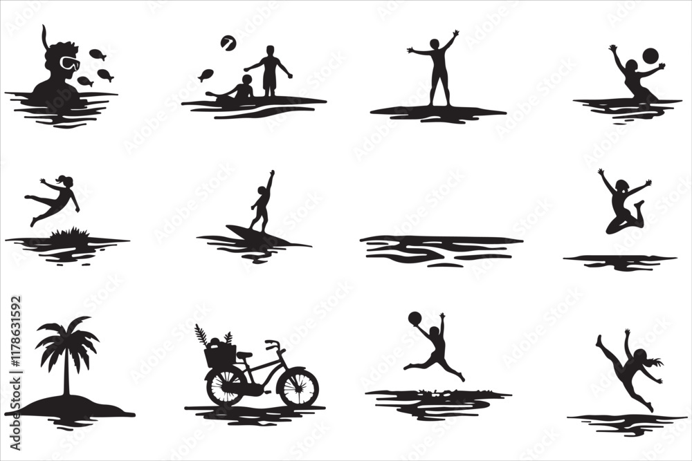 Obraz premium Summer Vacation Silhouette Vector Pack