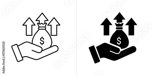 Profit line and solid web icon set. Vector illustration