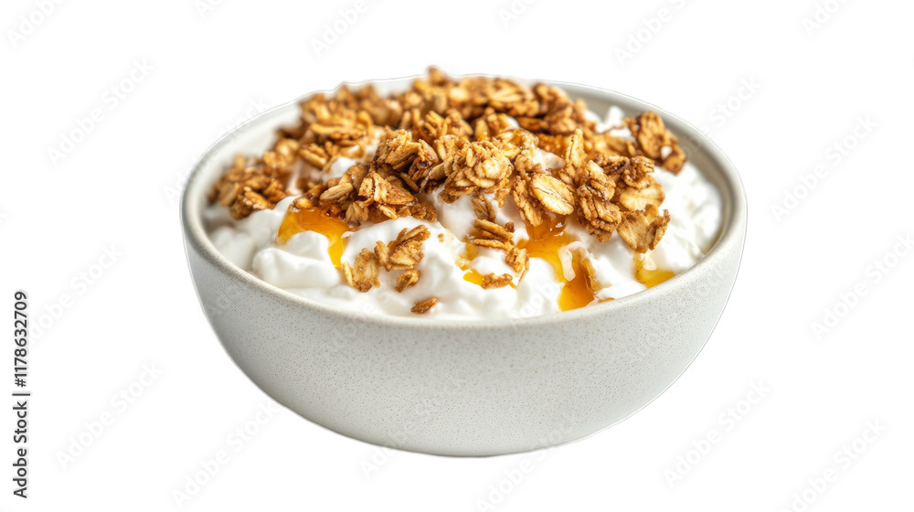 Delicious Yogurt Bowl with Crunchy Granola and Drizzled Honey - Perfect Healthy Breakfast Option