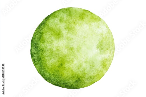 Collection of Vibrant Green Watercolor Circles. Handcrafted Spots on Crisp White Canvas. Unique Isolated Blobs and Splashes for Creative Design