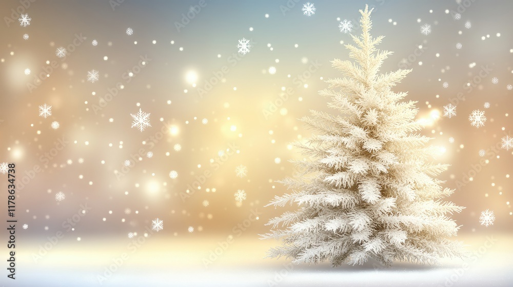 A white Christmas tree with snowflakes on a soft, blurred background, perfect for holiday cards with a calm and festive atmosphere. A white Christmas tree with snowflakes on a soft, blurred background, perfect for holiday cards with a calm and festive atmosphere.