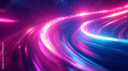 Abstract speed light trails effect path, fast moving neon futuristic technology background, future virtual reality, motion effect, curve of neon bright