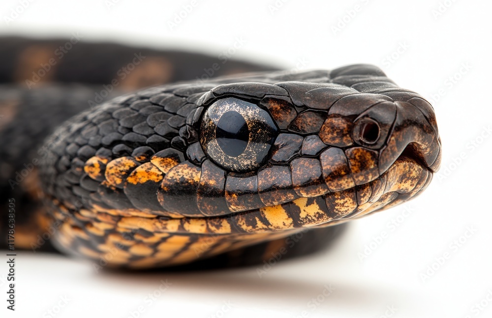 Close-Up of a Stunningly Detailed Snake Head Showcasing Unique Patterns and Textures Against a Clean, Light Background, Perfect for Nature Enthusiasts and Wildlife Photography Close-Up of a Stunningly Detailed Snake Head Showcasing Unique Patterns and Textures Against a Clean, Light Background, Perfect for Nature Enthusiasts and Wildlife Photography