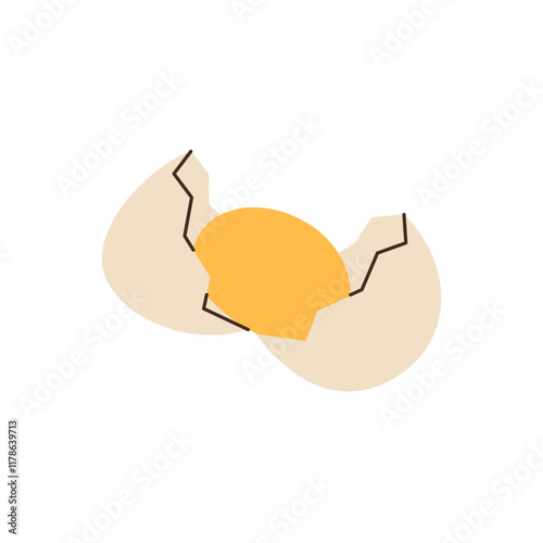 Broken egg. Organic farm chicken eggs. Vector illustration. photo