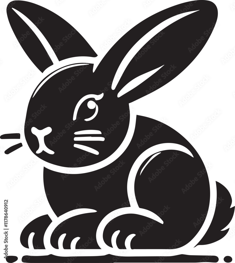 Obraz premium Silhouette of Rabit isolated with white background