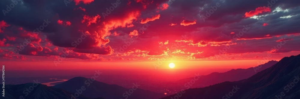 Crimson streaks ignite a molten, abstract sky at day's end , beautiful, atmosphere Crimson streaks ignite a molten, abstract sky at day's end , beautiful, atmosphere