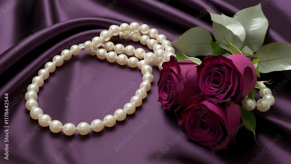 Obraz premium A luxury wallpaper background of roses and petals on silk fabric for weddings, birthdays, love, romantic, Valentine themes, and concepts.