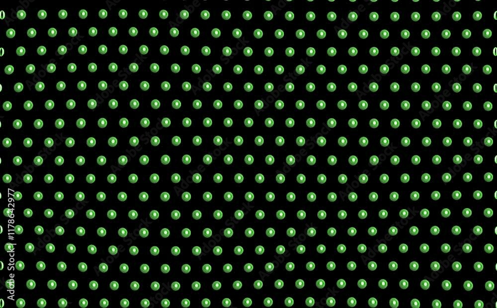 Animated water ripple waves effect 3D Green dots pattern on black background Animated water ripple waves effect 3D Green dots pattern on black background
