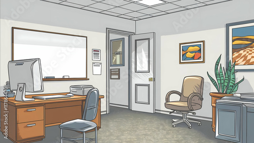 Interior of modern empty office building.Open ceiling design.

