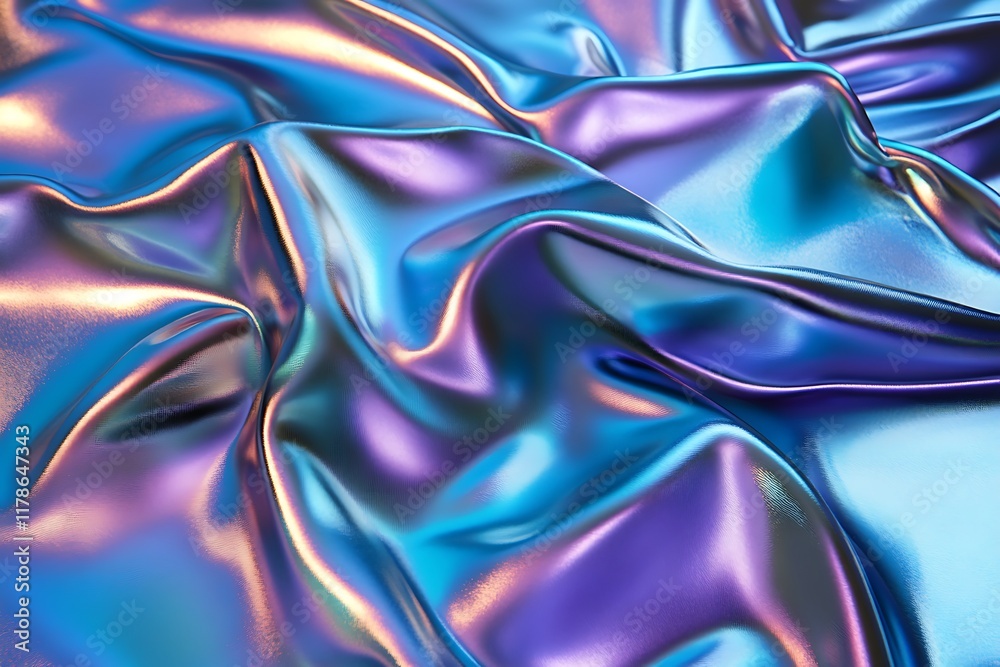 3d render Metallic liquid background. Abstract neon texture. Rainbow 3d holographic foil. Wavy glossy surface in blue and purple colors Background 3d render Metallic liquid background. Abstract neon texture. Rainbow 3d holographic foil. Wavy glossy surface in blue and purple colors Background
