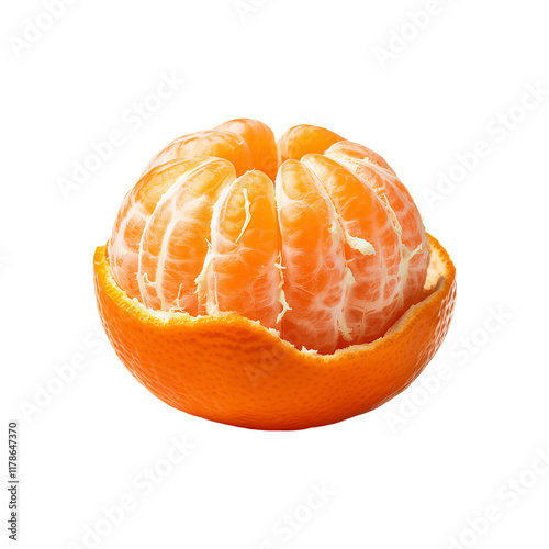 Fresh Mandarin orange on transparent background