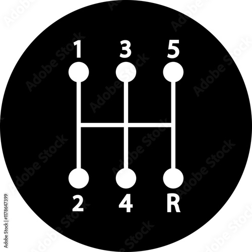 Car transmission icon vector in trendy black flat style. Gearbox symbol. Shifting lever symbol illustration. Manual transmission for UI design element isolated on transparent background.