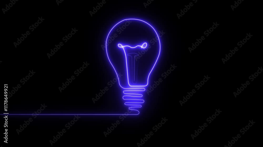 eon light digital bulb icon animation on black background.. Energy idea, Electric neon bulb icon and black background. Neon light bulb icon with animation. eon light digital bulb icon animation on black background.. Energy idea, Electric neon bulb icon and black background. Neon light bulb icon with animation.