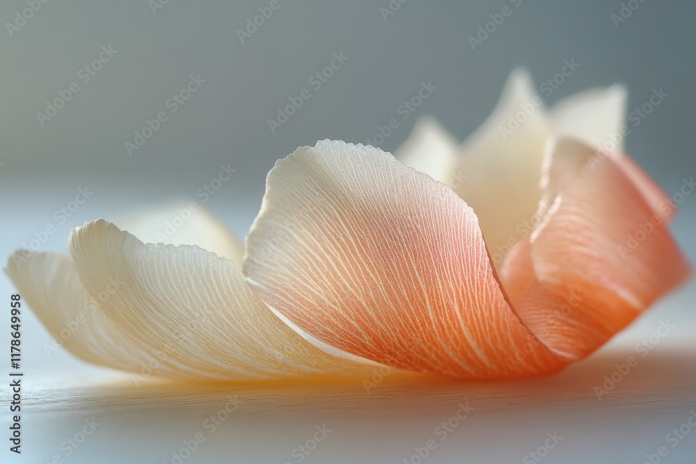 Delicate orange flower petal in soft natural light Delicate orange flower petal in soft natural light