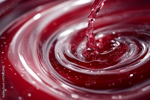 Red liquid swirl in motion on a white background photo