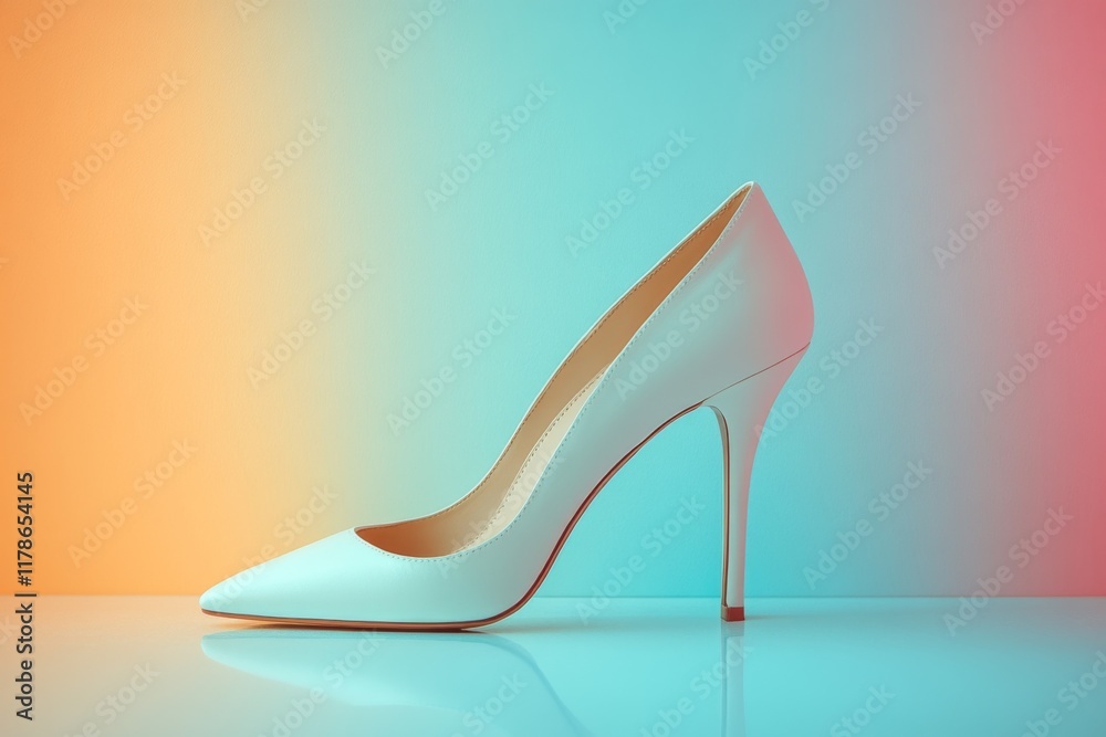 Stylish high heel shoe in soft pastel background Stylish high heel shoe in soft pastel background