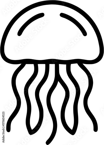 Jellyfish in outline icon style, aquatic animals, animal theme.
