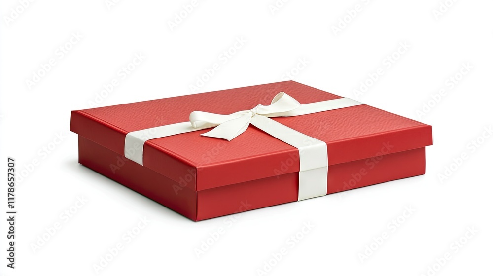 custom made wallpaper toronto digitalElegant red gift box with a white ribbon, isolated on a white background, perfect for Christmas and New Year gift photography