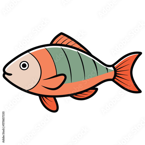 Tilapia fish isolated flat vector illustration on white background