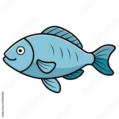 Tilapia fish isolated flat vector illustration on white background