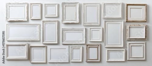 Gallery Wall of Empty White Frames: A Blank Canvas for Memories