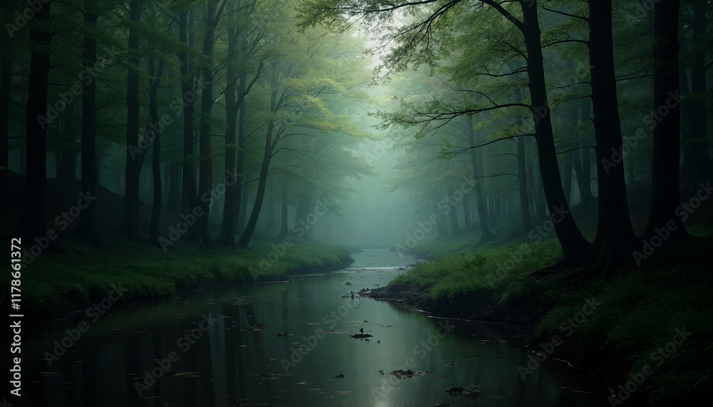 Fototapeta premium morning in the forest Generative AI