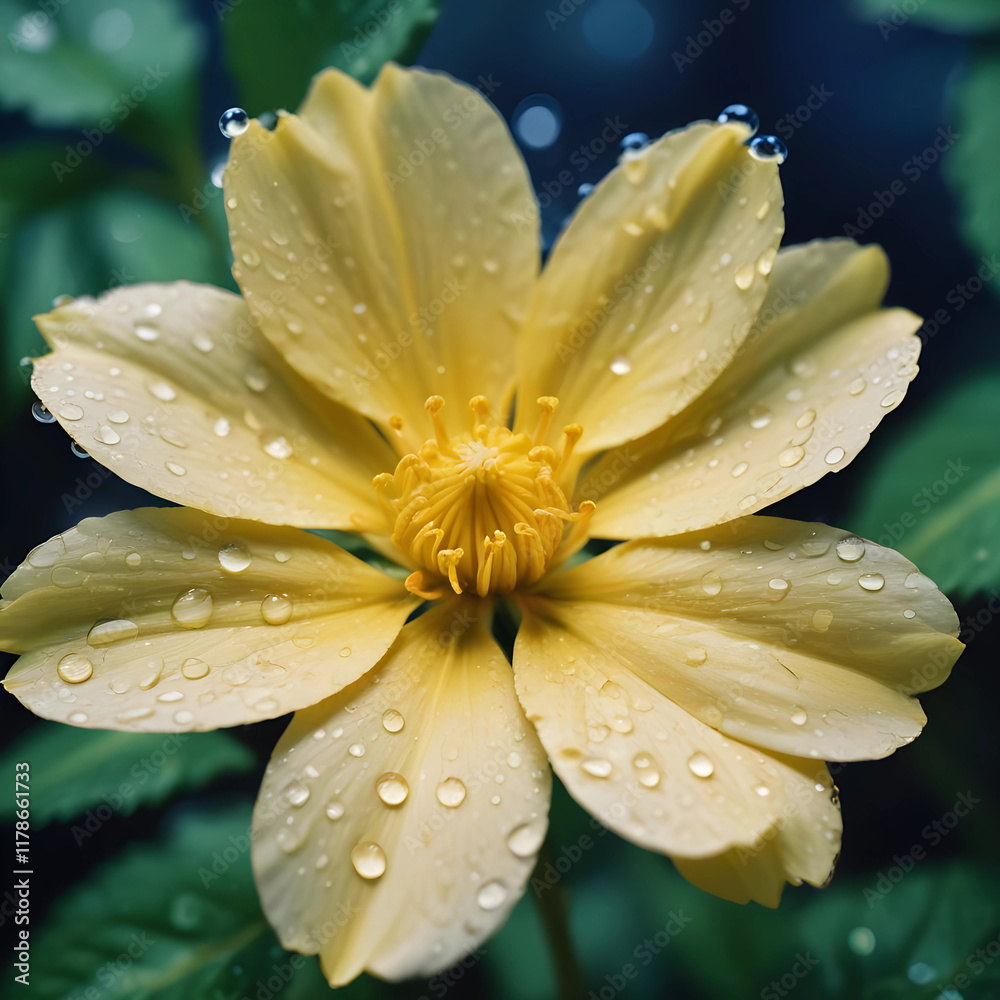 Fototapeta premium yellow flower with water drops