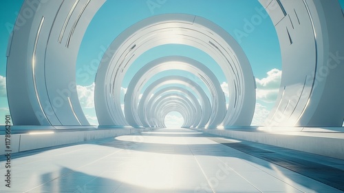 Fototapeta Naklejka Na Ścianę i Meble -  blue tunnel with light