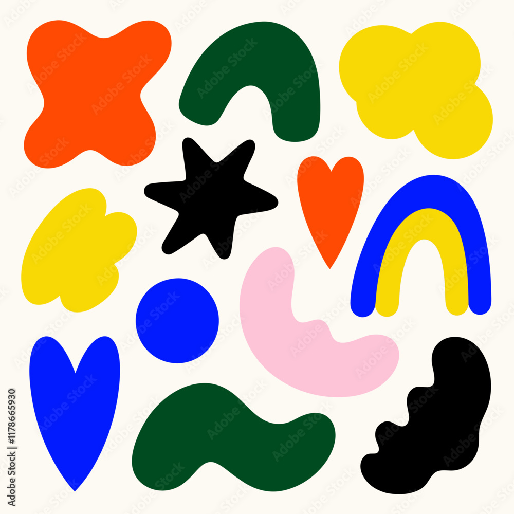 abstract shapes set of colorful splashes on white abstract shapes set of colorful splashes on white