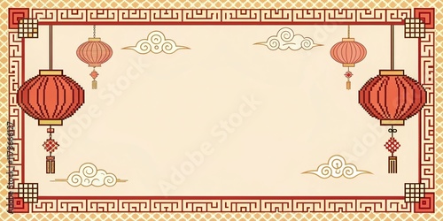 Chinese New Year pixel art illustration background