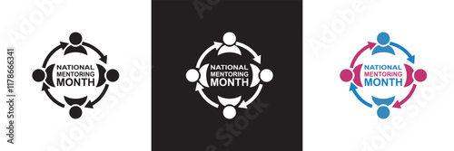 National Mentoring Month  template.  Celebrating Mentorship and Guidance. isolated on white and black background. vector illustration. EPS 10
